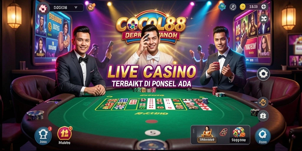 Screenshot gameplay COCOL88 menampilkan dealer langsung dan meja permainan yang menarik.
