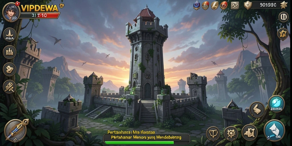 Screenshot gameplay <strong>VIPDEWA</strong> menampilkan strategi pertahanan menara yang mendebarkan.