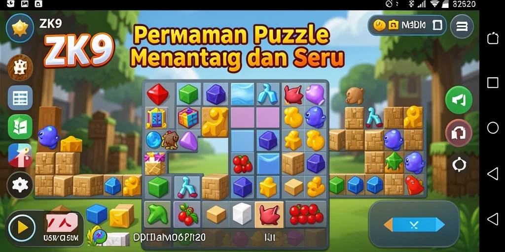 Screenshot gameplay ZK9 menampilkan tantangan Puzzle yang menarik.